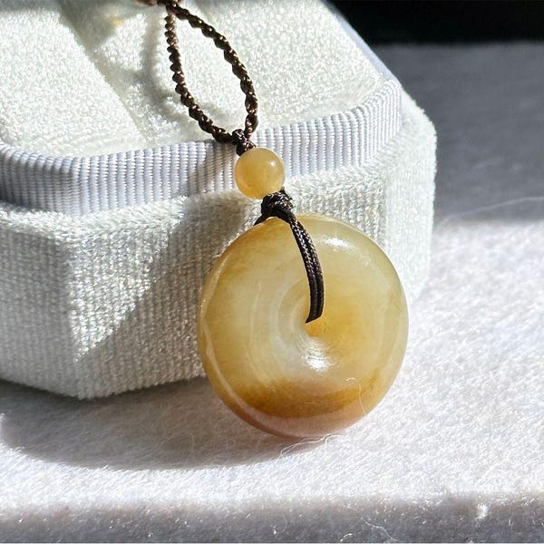 Diameter 22mm, Certified Natural Sugar Brown Nephrite Jade Ping An Peace Buckle Pendant, 天然天地糖软玉小平安扣吊坠