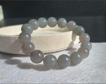12mm, Certified Natural Smoky-Purple Nephrite Jade Bead Bracelet, 天然浓烟紫软玉手串