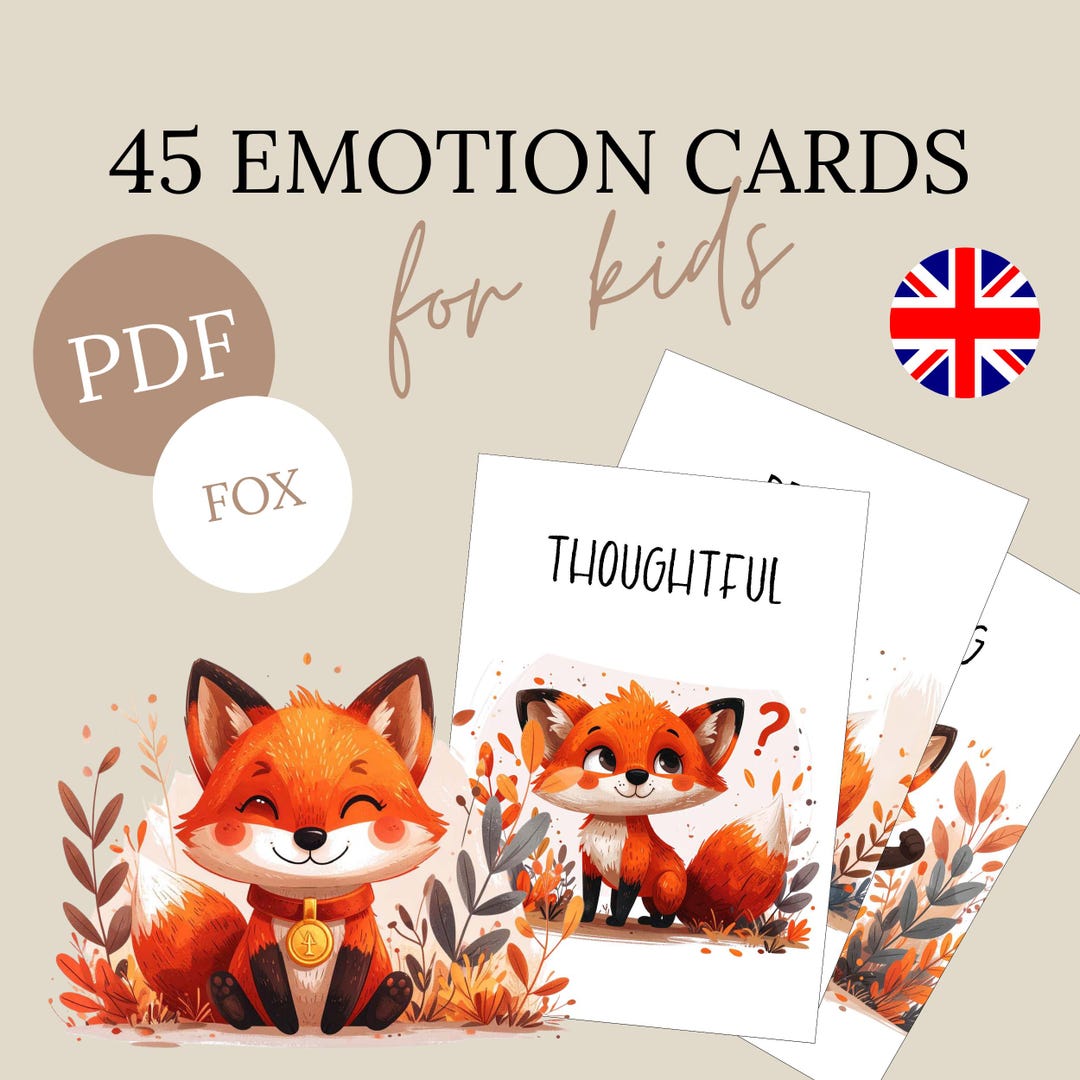 Fox Emotion Cards Kids for Download – Animal Emotion Cards in Two Sizes ...