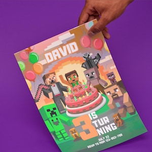 Invitación de cumpleaños para gamers: Fiesta de videojuegos, plantilla editable de Canva (descarga digital)