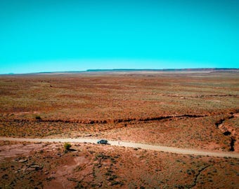 Fotografieafdruk Arizona Desert Road: landschapsmuurkunst zuidwesten