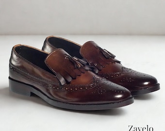 Handgefertigte Kalbsleder Quaste Loafer für Herren – Klassische dunkelbraune Slip-On Lederschuhe, handgefertigt & langlebig