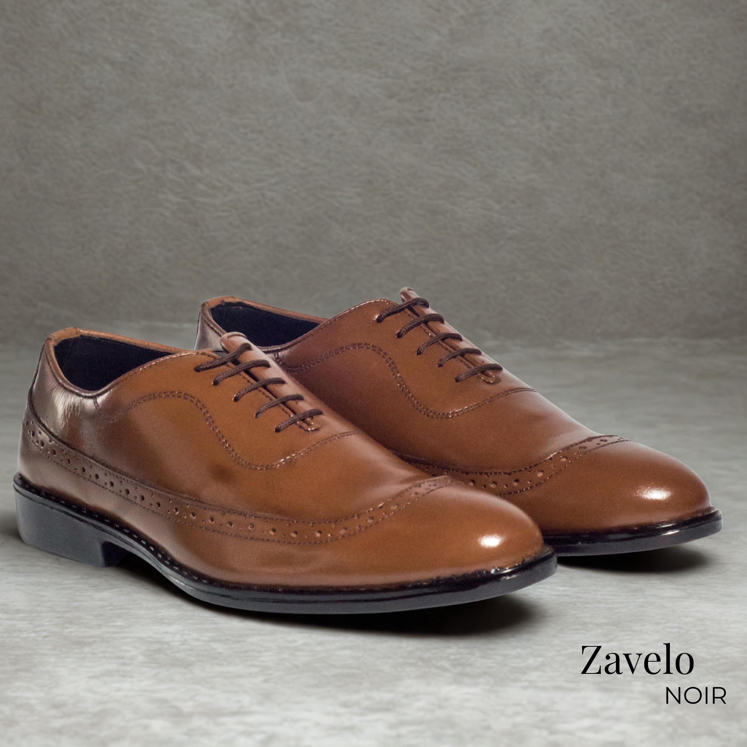 Men\'s Tan Leather Brogue Oxfords - Classic Lace-Up Dress Shoes Shop Chestnut Brown Leather Brogue Oxford Shoes | The Suit Depot main image 3