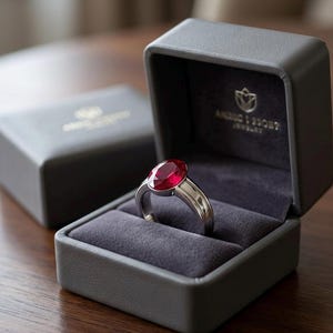 Lab Grown Oval Ruby Statement Ring, 925 Sterling Silver Minimalist Jewelry