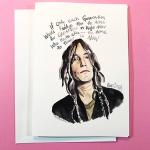 Portrait de Patti Smith et citation inspirante, carte 5x7, prêt à expédier