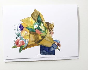 家に花を持って帰る、5x7 カード、すぐに発送できるグリーティング カード