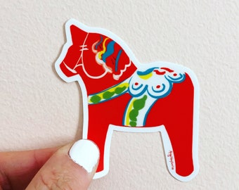 Dala horse sticker, Swedish symbol sticker, labtop decor