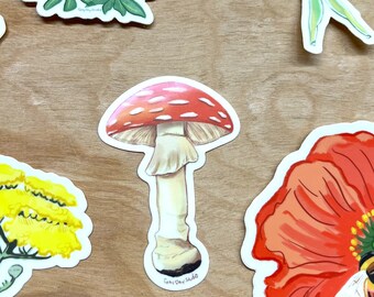 Mushroom sticker, woodland sticker, by Abigail Gray Swartz