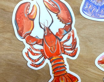 Lobster sticker, nautical sticker, by Abigail Gray Swartz