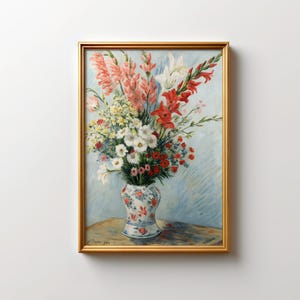 Vintage Floral Still Life Painting - Colorful Bouquet in Pitcher, Hand-Painted Flowers, Impressionist Art, Home Decor, Botanical Wall Art