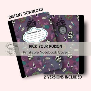 Printable Composition Notebook Cover || Back to School || Custom Notebook || Pick Your Poison || Halloween Pattern || PNG