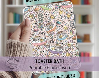 Printable Kindle Insert || Toaster Bath Design || Funny Kindle Art || Bubble Bath || Insert for Kindle || Kindle Paperwhite || Kindle Basic
