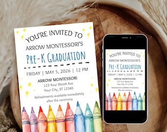Pre-K Graduation Invitation Preschool Graduation Party Invite Class of 2026 Grad Flyer Editable Kindergarten Grad Template Canva Download