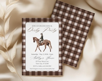 Kentucky Derby Party Einladung Vorlage, Elegante Derby Day Watch Party Einladen, Run for the Roses Pferderennen Party Einladen, Canva Download