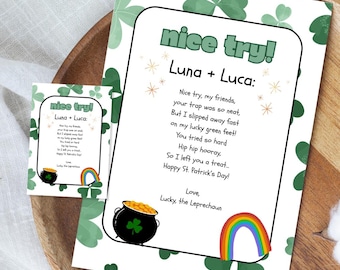 Kobold Brief druckbare, personalisierte Kobold Hinweis Mini Kobold Brief Kleeblatt Brief Sofortiger digitaler Download