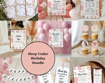 Sleepover Party Bundle Mädchen, Schlafen unter Einladung Vorlage & Spiele, Pyjama Party Dekorationen Set, Slumber Party Printables Canva Download