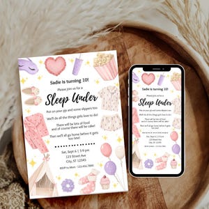 Sleep Under Invitation Template Digital Sleepover Girls Birthday Invite Pajama Party Slumber Celebration Tween Spa Night Under Printable