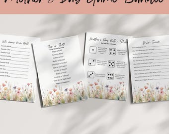 Muttertags-Spiele-Bundle, wer weiß, Mama am besten, Muttertag Trivia, dies oder das, bearbeitbare Vorlage, druckbare Brunch-Partyspiele