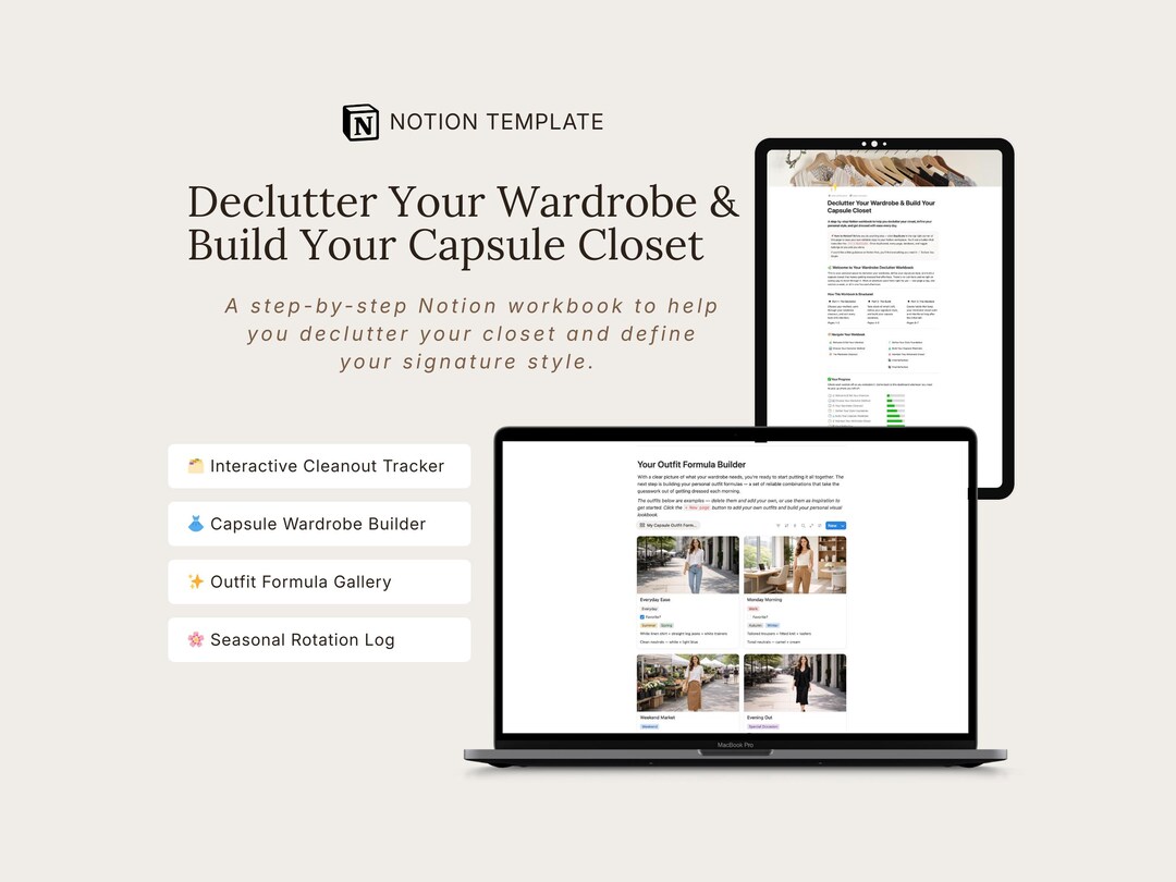 Declutter Your Wardrobe & Build a Capsule Closet | Notion Template ...