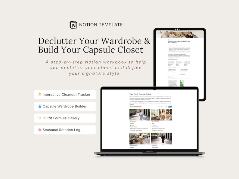 Declutter Your Wardrobe & Build a Capsule Closet | Notion Template ...