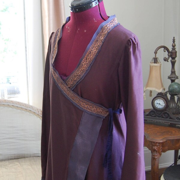 Purple Fairy woodland elf inspired viking over dress robe medieval costume Halloween LARP semi sheer chemise under