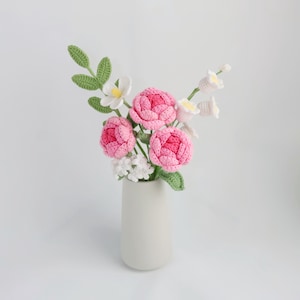 Ramo de flores de crochet: regalo para ella, regalo de cumpleaños, regalo de aniversario: arreglo floral morado hecho a mano