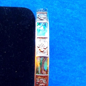 M Brand Abalone and Leaf Sliver Tone Bangle Bracelet