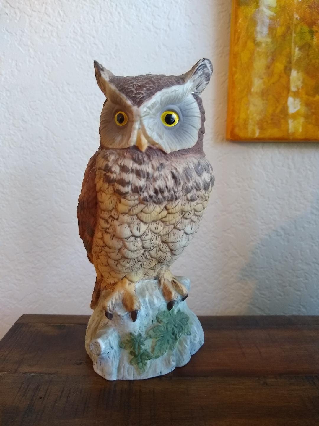 Vintage Owl Ceramic Statue By Andrea. Made in Japan. 8" Tall.