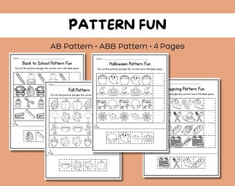 Pattern Worksheet – AB ABB Patterns Cut and Paste Activity Printable for Early Math Skills