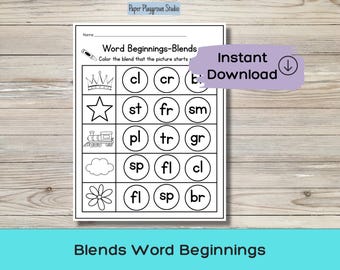 Phonics Praxis Anfang Konsonant Mischungen Printable Vorschule Vorschule, Kindergarten, 1.Klasse