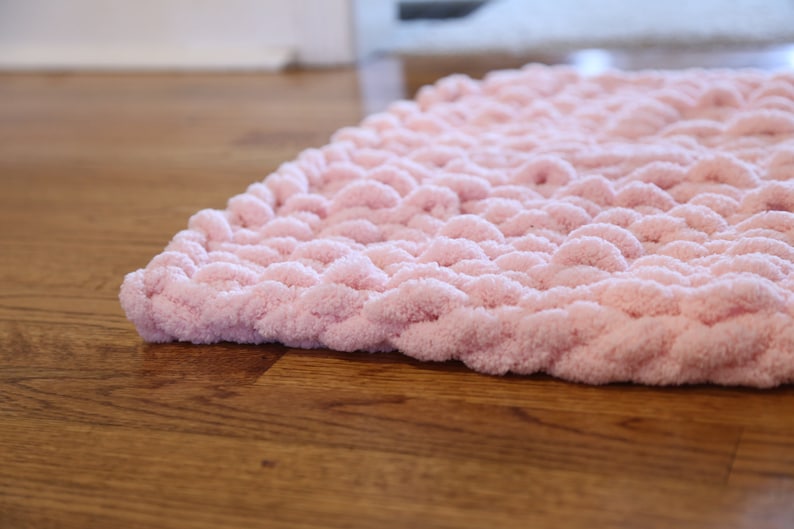 Chunky Hand Knit Chenille Bath Mat Plush Rug Etsy