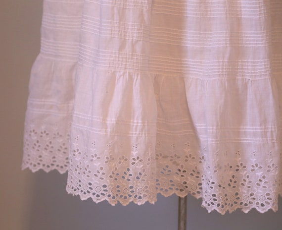 Antique Victorian White Cotton Skirt Slip Petticoa