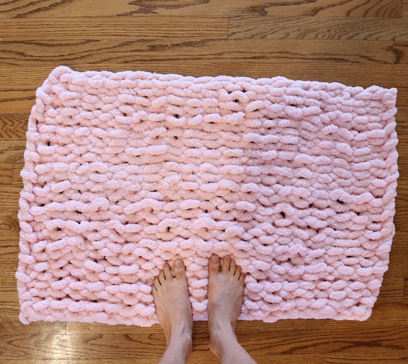Chunky Hand Knit Chenille Bath Mat Plush Rug NEW SPRING COLORS Etsy