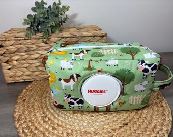 Farm Animal Diaper & Wipe Pouch | Stroller Bag | Functional Baby Gift | On-the-Go Mom