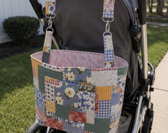 Patchwork Detachable Stroller Bag | Quilted Stroller Organizer Caddy | Baby Stroller Storage | Baby Shower Gift for Mom
