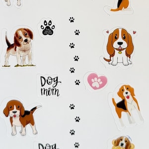 Beagle Dog Stickers, Waterproof Planner Decals, Dog Breed Art (Sheet)