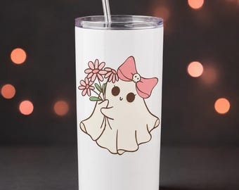 Kawaii spookje PNG: roze strik, schedel - Halloween clipart (digitale download)