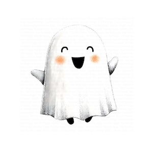 Happy Smiling Blushing Cute Ghost PNG, Cute Halloween Sublimation, 300 DPI digital download