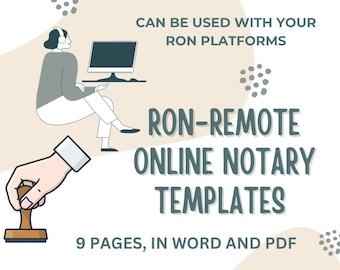 RON: General Remote Online Notary Templates Forms Good for All States General Acknowledgement, Affidavit, Certificate of Authenticity