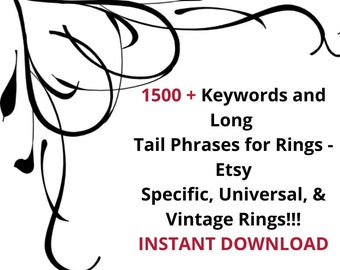 1500 Plus keywords for Rings, Vintage Rings Etsy help, Listing help, Etsy shop help, SEO titles, Jewelry tags and keywords, SEO help, tags