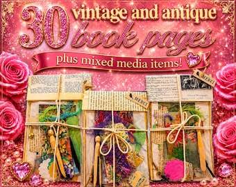 Vintage Book Pages Ephemera Pack | Junk Journal Collage Scrapbook Supplies