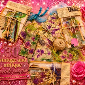 Vintage Book Pages Ephemera Pack | Junk Journal Collage Scrapbook ...