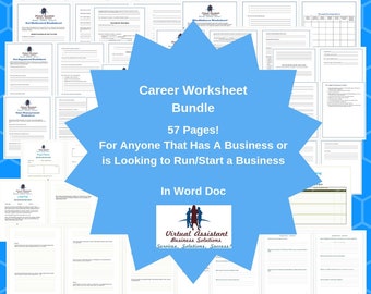 Virtual Assistant, Career worksheet 57 page bundle worksheets templates career projects business project planning tracking trending now