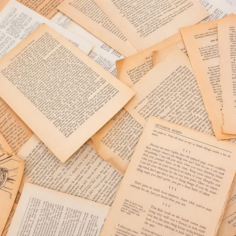 Vintage Book Page Bundles | Antique Paper Ephemera | Junk Journal Pages ...
