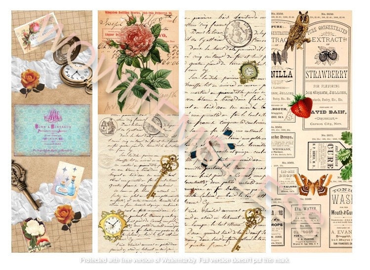 Bookmarks 13 Vintage Inspired Digital Printable Tags Mixed Media ...