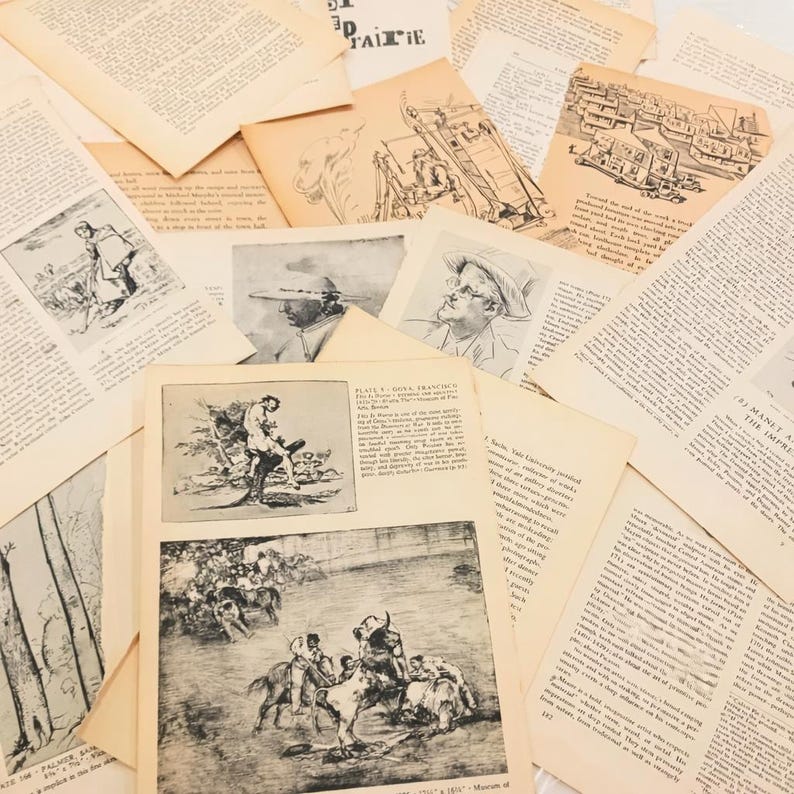 Vintage Book Page Bundles | Antique Paper Ephemera | Junk Journal Pages ...