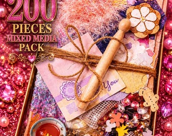 Vintage Inspiration Junk Journal Kit Large | Altered Art & Mixed Media Creative Ephemera | Scrapbook Embellishments | One-of-a-Kind 200 Pcs