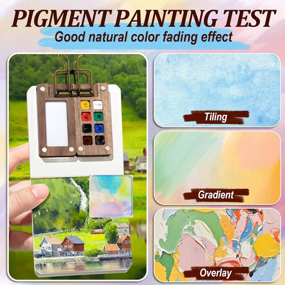 Multiple Pocket Paint Mini Travel Watercolor Palette Set, Pocket Paint Kit With Brush, Walnut ...