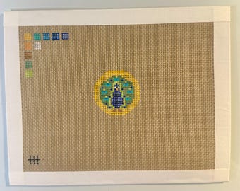 Mini lienzo redondo de pavo real para bordado