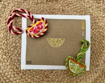 Mini rodaja de cítricos. Lienzo de punto de cruz.